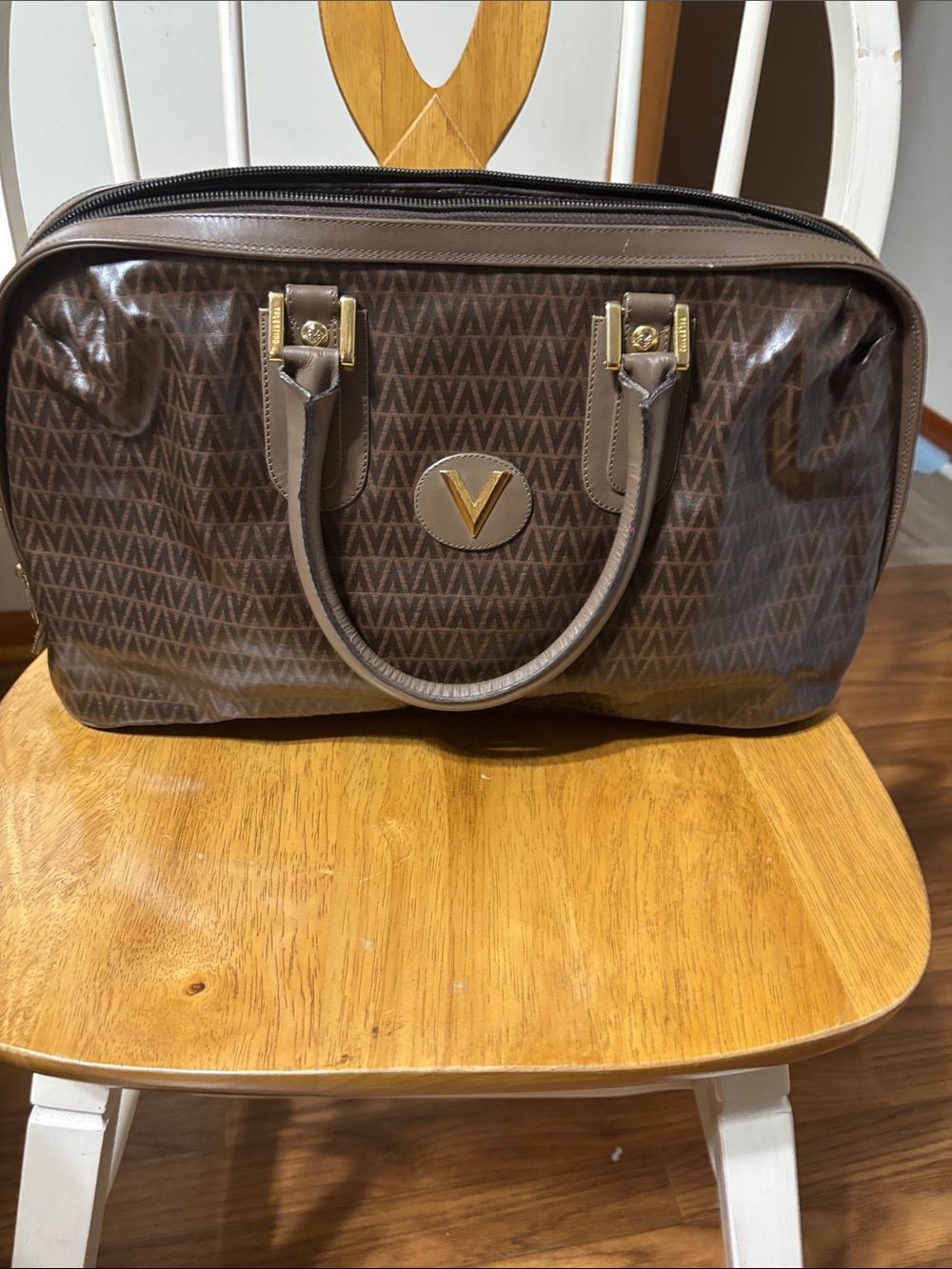 Valentino Brown Patent Dome Handbag